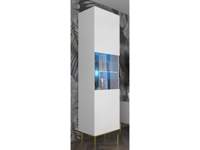 Висок шкаф RAVENNA MDF HG 1DS (бяло мат/бяло гланц)